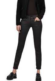 G-Star Raw Midge Cody Coated Distro Black Stretch Mid-Rise Skinny Jeans 26 NWT