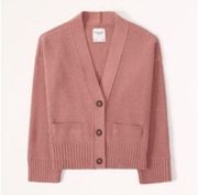 Abercrombie Chenille Mid-Length Cardigan Coral XXS