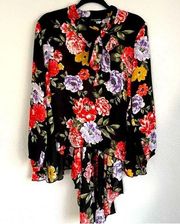 NWOT Cha cha vente | black floral blouse size medium