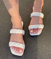 White Vegan Leather Braided Sandal 