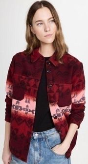 Scotch & Soda Jacquard Shirt Jacket in Aztec Red Ochre color