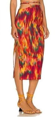 WeWoreWhat Cutout Midi Skirt in Spicy Orange Multi Size large