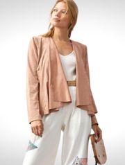 NWT  Anthropologie Open Front Waterfall Jacket Vegan Suede Pink Size M