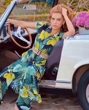 Eva Mendes for NY&Co Palm Leaves Print Maxi Dress Size Large