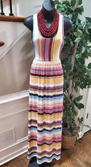 Andree By Unit Women Multicolor Polyester Scoop Neck Sleeveless Long Maxi Small