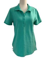 Laura Scott Womens Medium Collared Polo Shirt Polka Dot Spring Pastel Green