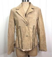 Wilson Leather Maxima Tan Leather Blazer with Lace Up Sides SZ XL