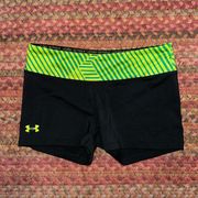 Under Armour  BLACK & GREEN SPANDEX ATHLETIC WORKOUT SHORTIES