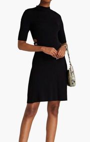 MAJE Black Cutout Ribbed Knit Mini Dress Size 34 NWT