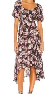 Yumi Kim Gemma Dress Mystic Garden Floral Pink Black Puff Sleeves Size Small