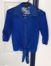 Size XS Cobalt Sheer Button Shirt