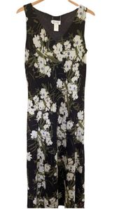 Vintage - CDC - black full length dress with floral pattern