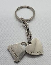 Nine West Silver Colored Heart & Purse Keychain