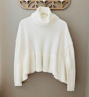 Free people Layer Cake Turtleneck Peplum Sweater White Sz XS