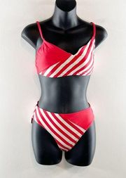 Summersalt Striped Two Piece Bikini Swimsuit Red White 4