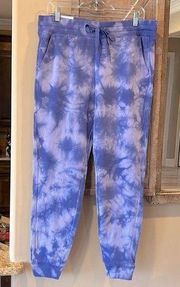 Joggers Tie Dye Cotton Sweatpants Periwinkle Blue Comfy Womens L Active Lounge