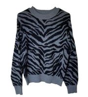 Rebecca Minkoff Zebra Print Gray Stripe Knit Sweater Animal Print medium