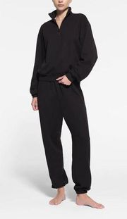 SKIMS Black Cotton Fleece Quarterzip XL