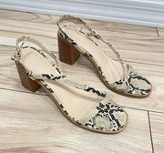 15. Halston Snakeskin Block Heel Sandals Size 9