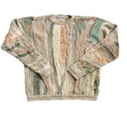 Coogi Vintage 3D Abstract Knit Neutral Cotton Sweater