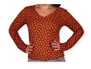 Collections Orange Rust Floral Long Sleeve Tshirt Size Medium