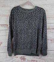 Splendid Grey Black Animal Print Crewneck Loungewear Women's Sweater Size Small