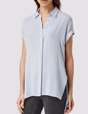 All Saints Cheyne Shirt Cuffed Sleeve Side Slits Blouse Size 0