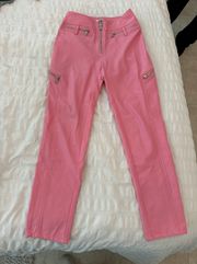 pink faux leather pants