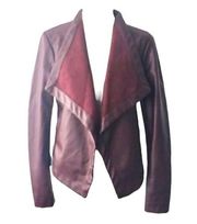 BB Dakota Burgundy Red Faux Leather Draped Jacket