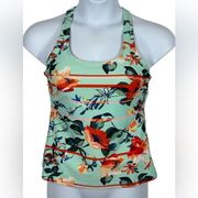 Zelos Tropical Workout Tank with Built in Sports Bra Size Medium