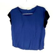 Nation Ltd Dera Cap Sleeve Satin T-Shirt with Velvet Trim Maritime Blue 6