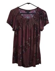 Women's Style & Co Maroon Cream Blouse Size Medium EUC #0849