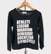 Soulcycle Black Screen Print Athlete Legend Warrior Long Sleeve Tee T-Shirt