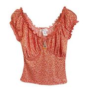 PLANET GOLD Juniors’ Floral Printed Puff Sleeve Peasant Top Size Small