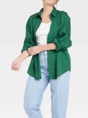 A New Day Womens Emerald Green Long Sleeve Button Down