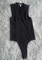 black bodysuit with chest slit XS