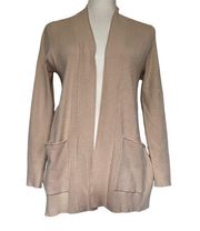 Staccato Waffle Knit Cardigan Womens Sweater Size Small Open Front Pockets Tan