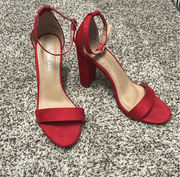 Shoeland Red Platform Heels, Size 8, EUC