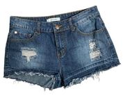 Adam Levine Mid Rise Distressed Shorts 28 Med Wash Cut Off Button Zip 5 Pocket