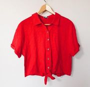 Splendid Red Button Up Shirt NWT- Size XS
