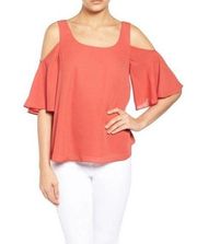 Chelsea28 Chiffon Cold Shoulder Cross Back Top Size Small