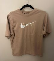 Brown Cheetah Swoosh T-Shirt