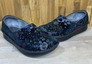 Alegria Floral Textured Leather Debra Herbaceous Slip On Nursing Clog