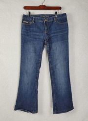 Michael Kors Womens Jeans Size 4 Blue Bedazzled Gold Rivets Flare Leg Denim