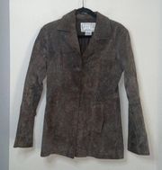 BB DAKOTA brown 100% Leather Long Sleeve Button Up Jacket Lined Classic Minimal