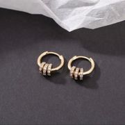 14K Gold Plated Three Rings Small Hoop Earrings for Women