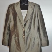 JACQUELINE Ferrar Gray/Green Shiny Look Long Sleeve Button Down Jacket Size 16