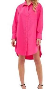 English Factory Classic Collar Shirtdress in Fuchsia