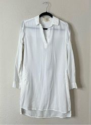 Cloth & Stone Oversized White Shirt Dress Size XS Split Neck Convertible Sleeves