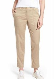 Nordstrom Signature Pant 0 XS Womens Khaki Chino Linen Spring Tan Summer Casual